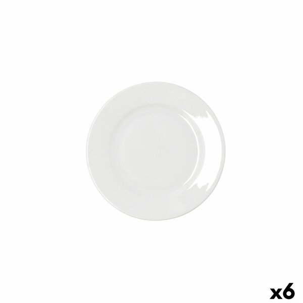 Flat Plate Bidasoa Serenity Hydrozero White Ceramic Ø 17 cm (6 Units)