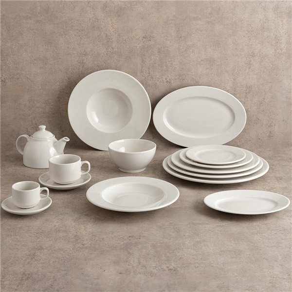 Flat Plate Bidasoa Serenity Hydrozero White Ceramic Ø 17 cm (6 Units)