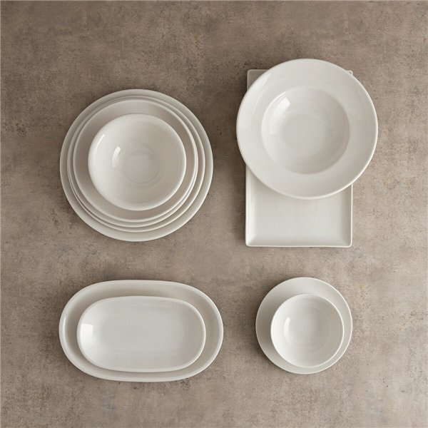 Flat Plate Bidasoa Serenity Hydrozero White Ceramic Ø 17 cm (6 Units)