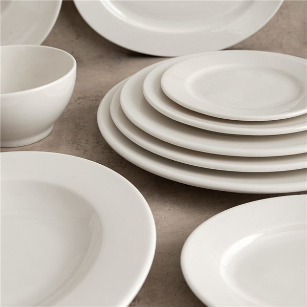 Flat Plate Bidasoa Serenity Hydrozero White Ceramic Ø 17 cm (6 Units)