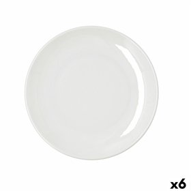 Flat Plate Bidasoa Harmony Hydrozero White Ceramic Ø 25 cm (6 Units)