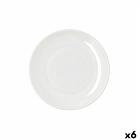 Flat Plate Bidasoa Harmony Hydrozero White Ceramic Ø 21 cm (6 Units)