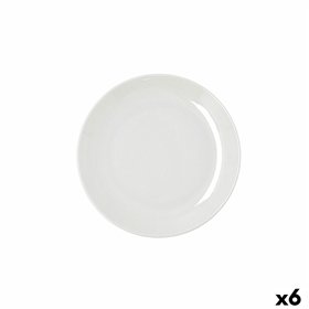 Flat Plate Bidasoa Harmony Hydrozero White Ceramic Ø 19 cm (6 Units)