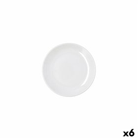 Flat Plate Bidasoa Harmony Hydrozero White Ceramic Ø 15 cm (6 Units)