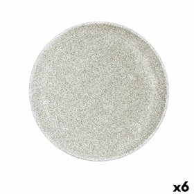 Flat Plate Bidasoa Element Hydrozero Beige Ceramic Ø 25 cm (6 Units)