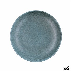 Flat Plate Bidasoa Element Hydrozero Blue Ceramic Ø 25 cm (6 Units)