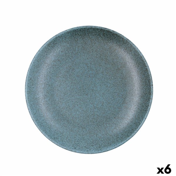 Flat Plate Bidasoa Element Hydrozero Blue Ceramic Ø 25 cm (6 Units)