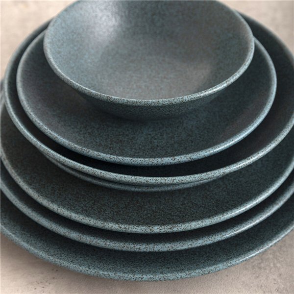 Flat Plate Bidasoa Element Hydrozero Blue Ceramic Ø 25 cm (6 Units)