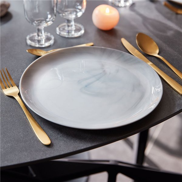 Flat Plate Luminarc Diwali Granit Marb Bicoloured Glass Ø 25 cm (24 Units)