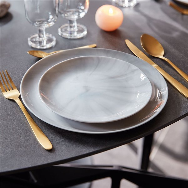 Dessert dish Luminarc Diwali Granit Marb Bicoloured Glass Ø 19 cm (24 Units)