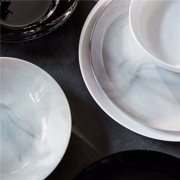 Dessert dish Luminarc Diwali Granit Marb Bicoloured Glass Ø 19 cm (24 Units)