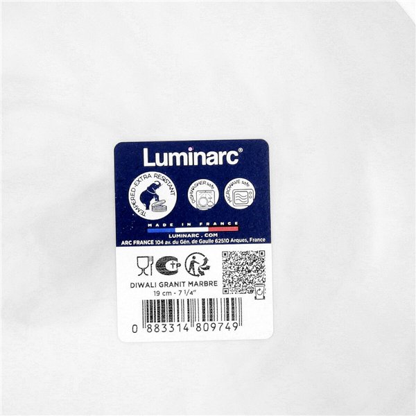 Dessert dish Luminarc Diwali Granit Marb Bicoloured Glass Ø 19 cm (24 Units)