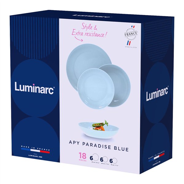Tableware Luminarc Apy Paradise Azul Blue Glass 18 Pieces