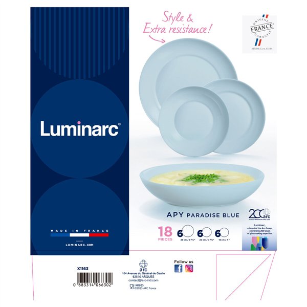 Tableware Luminarc Apy Paradise Azul Blue Glass 18 Pieces