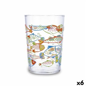 Glass for water Luminarc Peces Multicolour Glass Fish 500 ml (6 Units)
