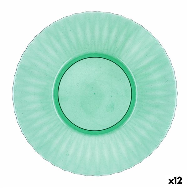 Flat Plate Quid Iris Green Plastic Ø 26 cm (12 Units)