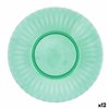 Flat Plate Quid Iris Green Plastic Ø 26 cm (12 Units)