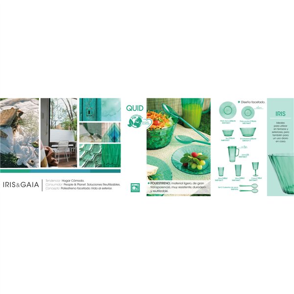 Flat Plate Quid Iris Green Plastic Ø 26 cm (12 Units)