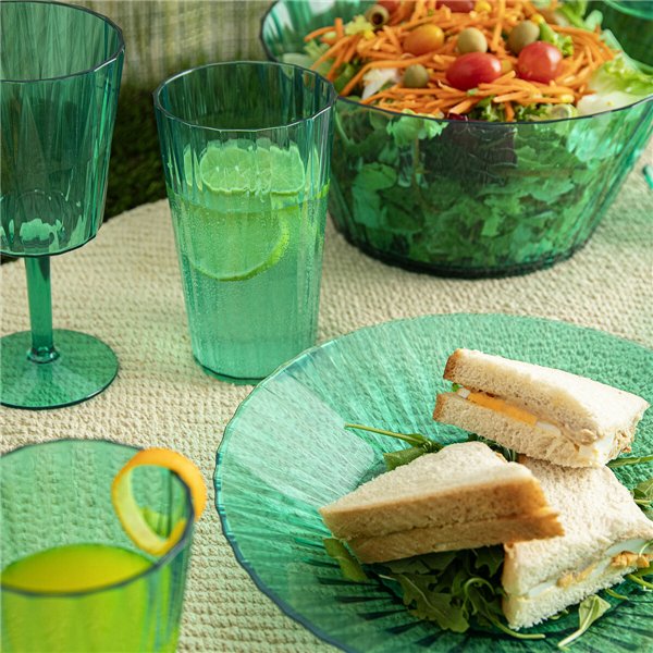 Flat Plate Quid Iris Green Plastic Ø 26 cm (12 Units)