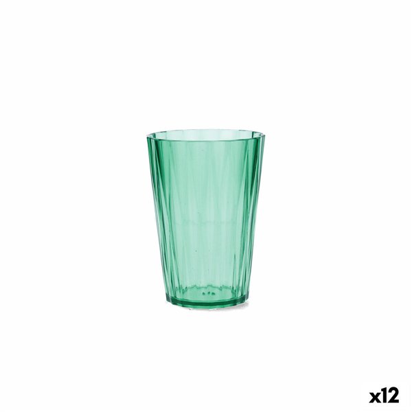 Glass for water Quid Iris Green Plastic 400 ml (12 Units)