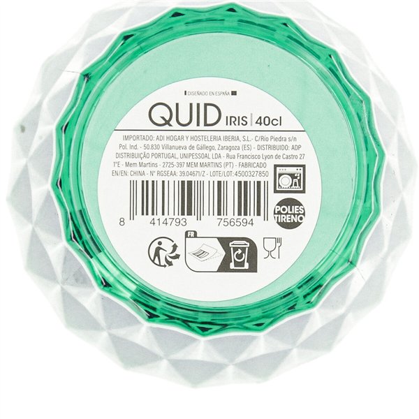 Glass for water Quid Iris Green Plastic 400 ml (12 Units)