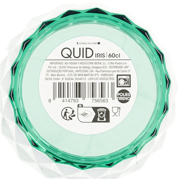 Glass for water Quid Iris Green Plastic 600 ml (12 Units)