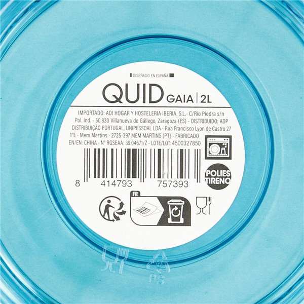 Jug Quid Gaia Turquoise Plastic 2 L (6 Units)