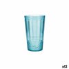 Glass for water Quid Gaia Turquoise Plastic 600 ml (12 Units)
