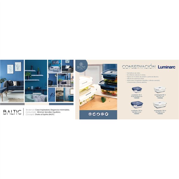 Hermetic Lunch Box Luminarc Baltic Blue Glass 760 ml (6 Units)