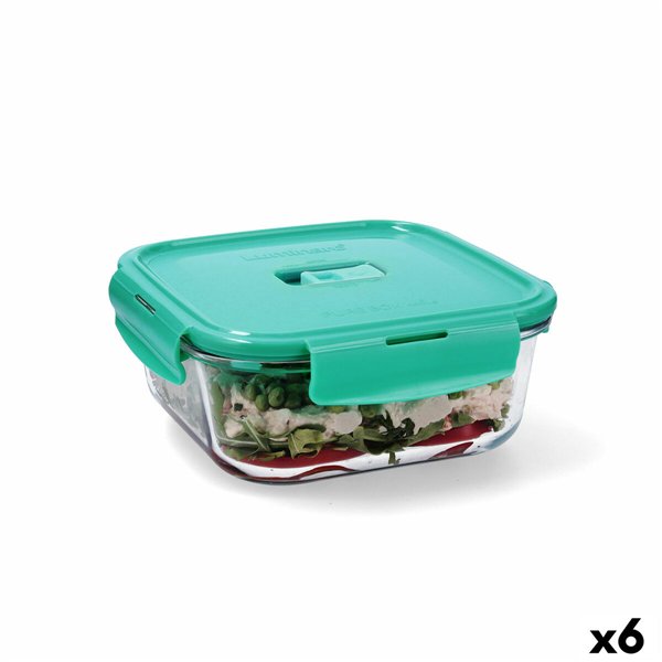 Hermetic Lunch Box Luminarc Turquesa Turquoise Glass 1,22 L (6 Units)