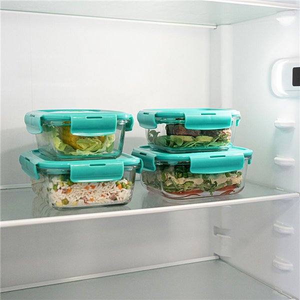 Hermetic Lunch Box Luminarc Turquesa Turquoise Glass 1,22 L (6 Units)