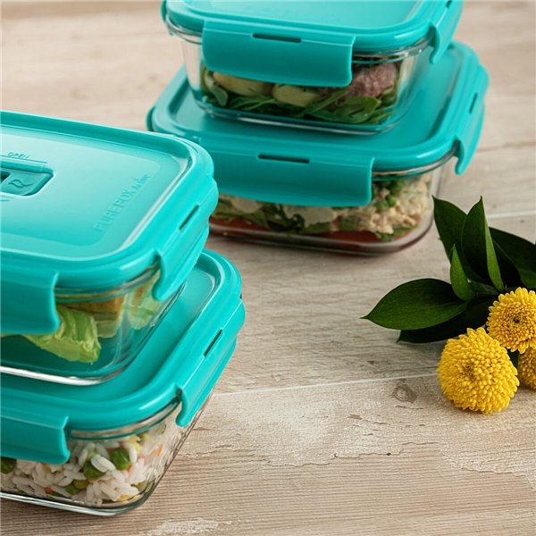 Hermetic Lunch Box Luminarc Turquesa Turquoise Glass 1,22 L (6 Units)