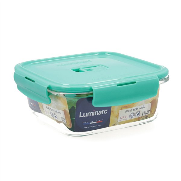 Hermetic Lunch Box Luminarc Turquesa Turquoise Glass 1,22 L (6 Units)