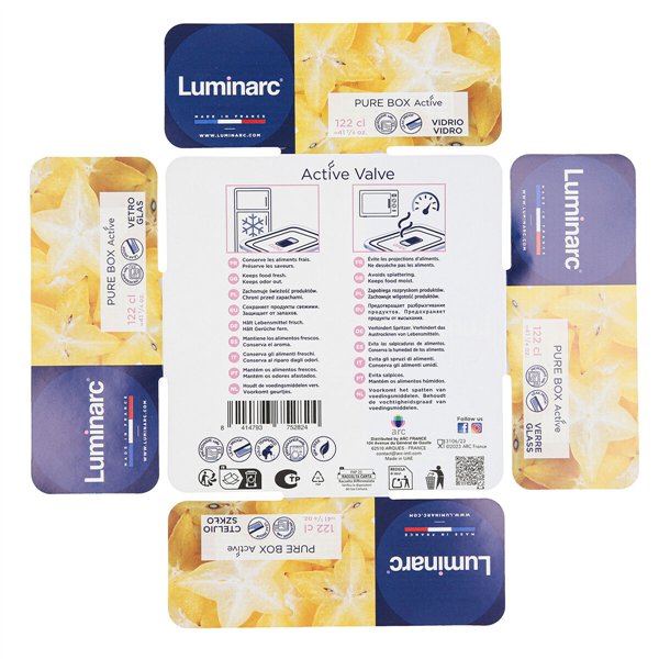 Hermetic Lunch Box Luminarc Turquesa Turquoise Glass 1,22 L (6 Units)