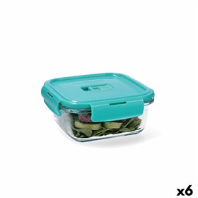 Hermetic Lunch Box Luminarc Turquesa Turquoise Glass 760 ml (6 Units)