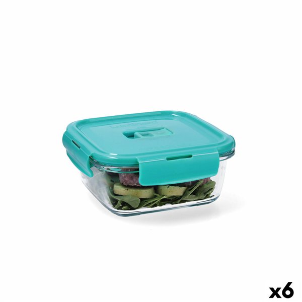 Hermetic Lunch Box Luminarc Turquesa Turquoise Glass 760 ml (6 Units)