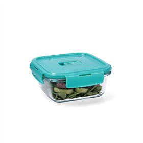 Hermetic Lunch Box Luminarc Turquesa Turquoise Glass 760 ml (6 Units)