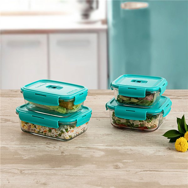 Hermetic Lunch Box Luminarc Turquesa Turquoise Glass 760 ml (6 Units)