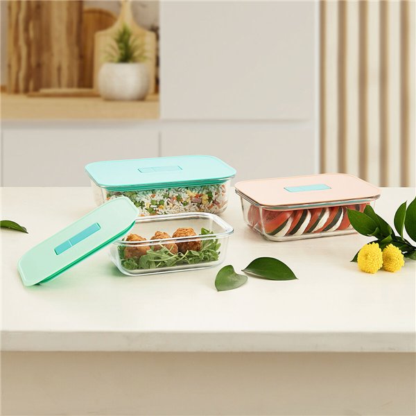 Hermetic Lunch Box Luminarc Joy Blue Glass 1,5 L (6 Units)