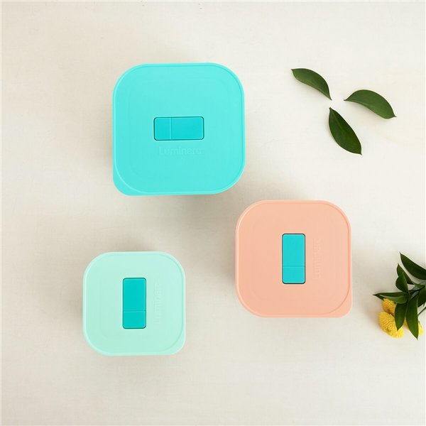 Hermetic Lunch Box Luminarc Joy Blue Glass 1,1 L (6 Units)