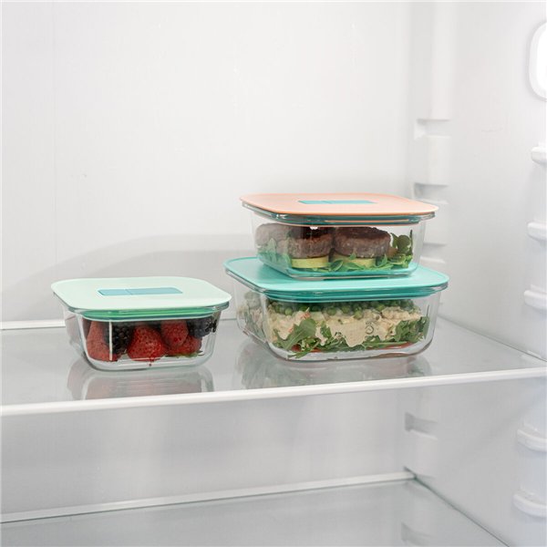 Hermetic Lunch Box Luminarc Joy Blue Glass 1,1 L (6 Units)