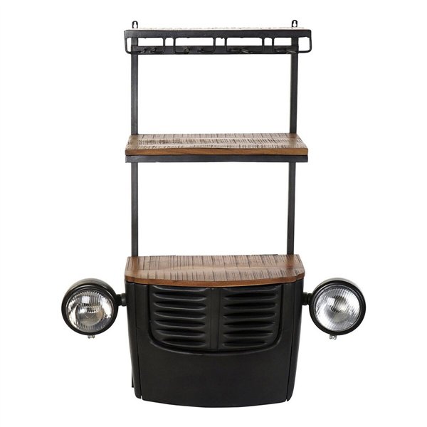 Bottle rack DKD Home Decor Car Acacia Iron Dark grey (83 x 30 x 104 cm)