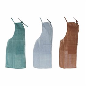 Apron with Pocket DKD Home Decor Brown Turquoise Polyester Cotton Green Sky blue (70 x 0.5 x 80 cm) (3 pcs)