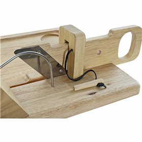 Cutter DKD Home Decor 29 x 29 x 10 cm Rubber wood Stainless steel