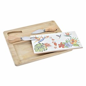 Cheeseboard DKD Home Decor Bamboo Stoneware 24,5 x 20 x 1,2 cm (4 Units)
