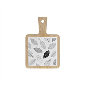 Snack tray DKD Home Decor White/Black Bamboo Stoneware Sheets Cottage 18 x 12 x 1 cm