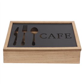 Galda piederumu organizators DKD Home Decor brūns, melns metāls, alumīnijs, MDF, koks, vintage stilā, 25 x 18 x 6 cm