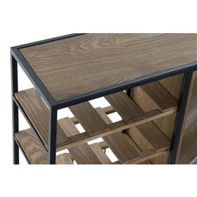 Bottle rack DKD Home Decor 80 x 24 x 44 cm Fir Natural Black Metal Brown MDF Wood