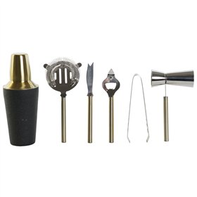 Cocktail Set DKD Home Decor Black Golden Stainless steel 22 x 22 x 21 cm