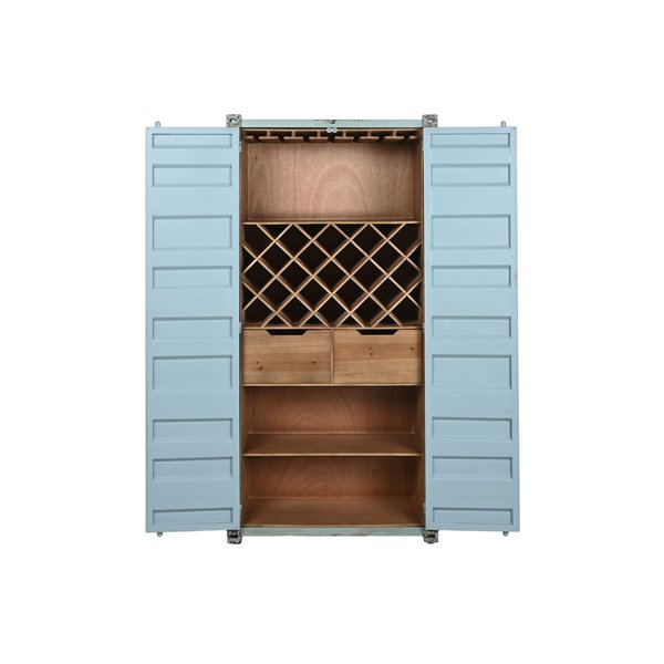 Bottle rack Home ESPRIT Turquoise Metal MDF Wood 76,5 x 39,5 x 157,5 cm